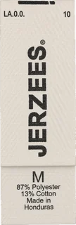Jerzees woven size and content label